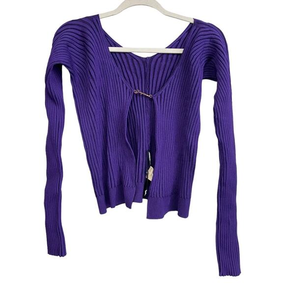 New Jacquemus La Maille Pralu Rib Cardigan Sweater Top in Purple Size 40/8-10 - Picture 4 of 16
